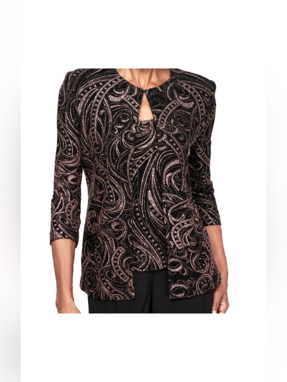 NEW Alex Evenings Black Embellished Formal Jacket & Tank Top Set - Picture 1 of 5